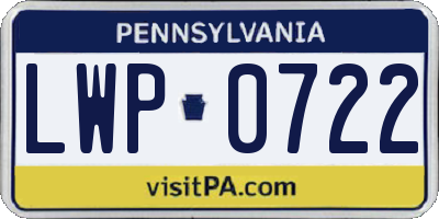 PA license plate LWP0722