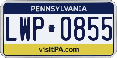 PA license plate LWP0855