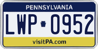 PA license plate LWP0952