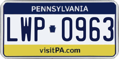 PA license plate LWP0963