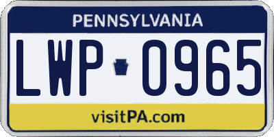PA license plate LWP0965