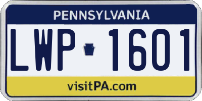 PA license plate LWP1601