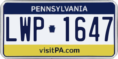 PA license plate LWP1647