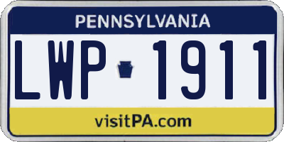 PA license plate LWP1911