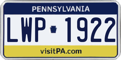 PA license plate LWP1922