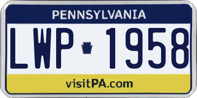 PA license plate LWP1958
