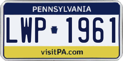 PA license plate LWP1961