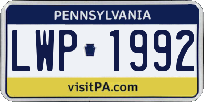 PA license plate LWP1992