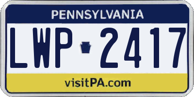PA license plate LWP2417