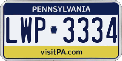 PA license plate LWP3334