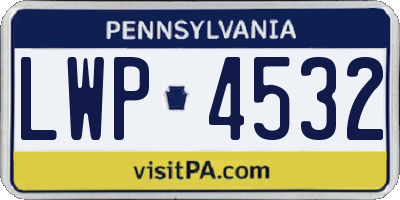 PA license plate LWP4532
