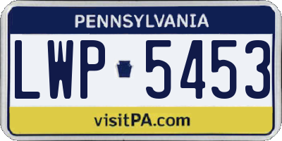 PA license plate LWP5453