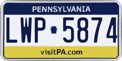 PA license plate LWP5874