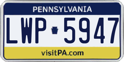 PA license plate LWP5947