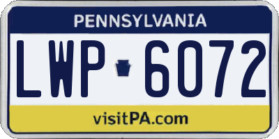 PA license plate LWP6072