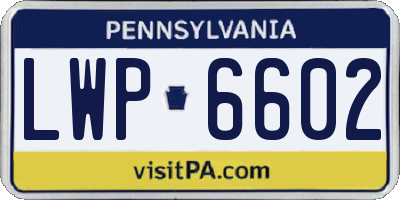 PA license plate LWP6602