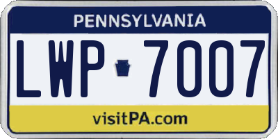 PA license plate LWP7007