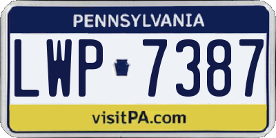 PA license plate LWP7387