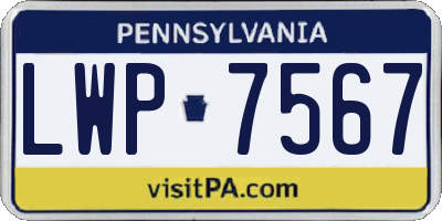 PA license plate LWP7567