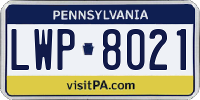 PA license plate LWP8021