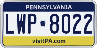PA license plate LWP8022