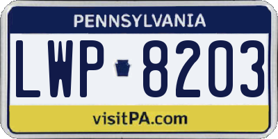 PA license plate LWP8203