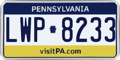 PA license plate LWP8233