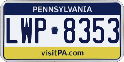 PA license plate LWP8353