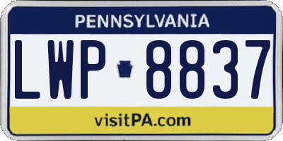 PA license plate LWP8837