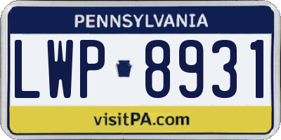 PA license plate LWP8931
