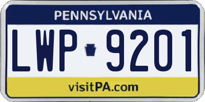 PA license plate LWP9201
