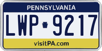 PA license plate LWP9217