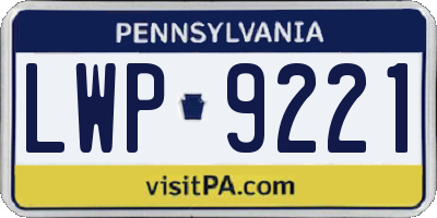PA license plate LWP9221