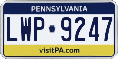 PA license plate LWP9247