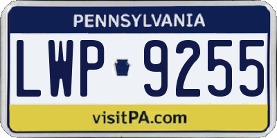 PA license plate LWP9255