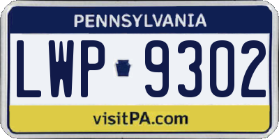 PA license plate LWP9302