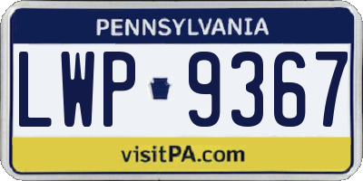 PA license plate LWP9367