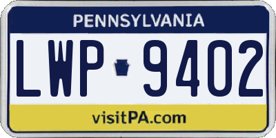 PA license plate LWP9402