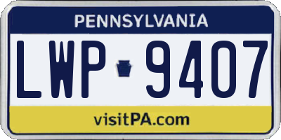 PA license plate LWP9407