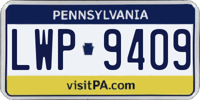 PA license plate LWP9409