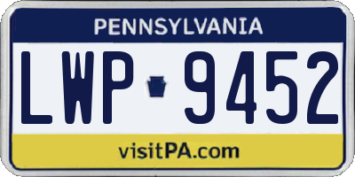 PA license plate LWP9452