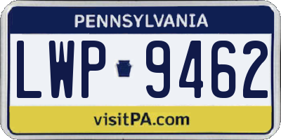PA license plate LWP9462