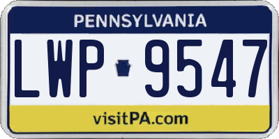 PA license plate LWP9547