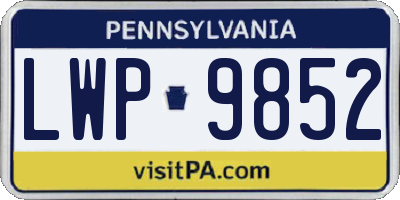 PA license plate LWP9852