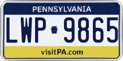 PA license plate LWP9865