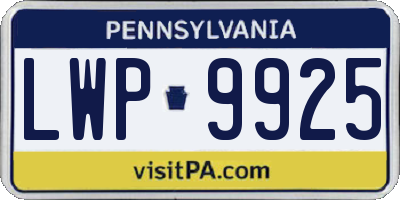 PA license plate LWP9925