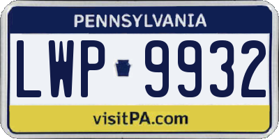 PA license plate LWP9932