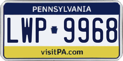 PA license plate LWP9968