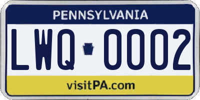 PA license plate LWQ0002