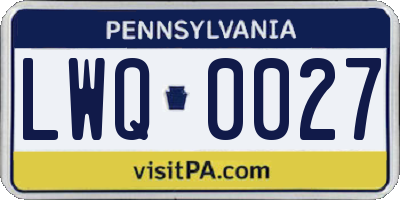 PA license plate LWQ0027